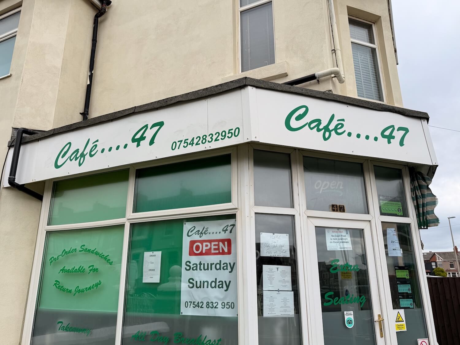 Cafe 47 exterior in Blackpool